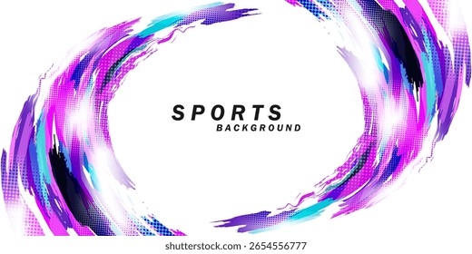 Colorful abstract background with halftone effect. Sports banner. Brush illustration. Elements for design.