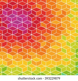 Colorful abstract background with hand drawn pattern of cubes