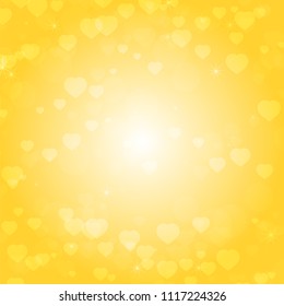 Colorful abstract background with hearts, stars and circles. Simple flat vector illustration