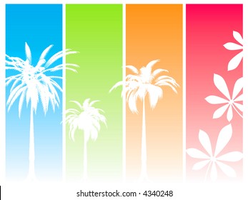 Colorful abstract background with hot summer colors and palms trees