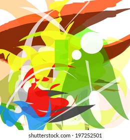 Colorful abstract background, ladybug under the leaves