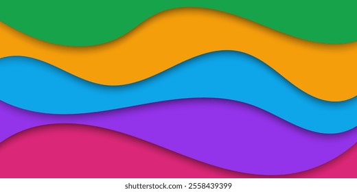 Colorful abstract background with layered wavy lines for modern design
