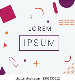 Colorful abstract background layout template design with place for text. Random shape memphis style. 