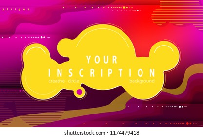 Colorful abstract background. Liquid composition with trendy flow gradients. Futuristic geometric. Composition of geometric shapes. Flyers, brochures, posters, banners. Yellow, circle, text, font, vec