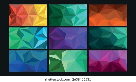 Colorful abstract background made of angular geometric shapes and deep gradients. Perfect for creative visuals, web design, digital banners, and futuristic art compositions.