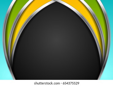 Colorful abstract background with metallic waves. Vector design