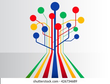 Colorful abstract background with multiple lines branching out to form a tree structure