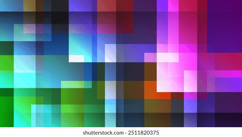 O plano de fundo abstrato colorido sobrepõe a camada no espaço brilhante com a decoração do efeito da mistura de cores. Conceito de estilo de quadrados aleatórios de elemento de design gráfico moderno para capa de banner, folheto, cartão ou folheto