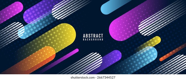 Colorido fondo abstracto capa de superposición en el espacio oscuro con líneas redondeadas efecto de decoración. Concepto de estilo diagonal de elemento de Diseño gráfico moderno para Anuncio de Web, volante, tarjeta o cubierta de folleto