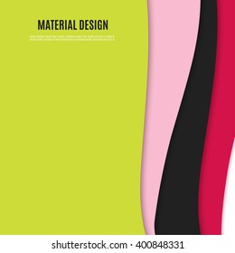 Colorful abstract background of paper with shadows. Trend material design. Vector modern banner, flyer.