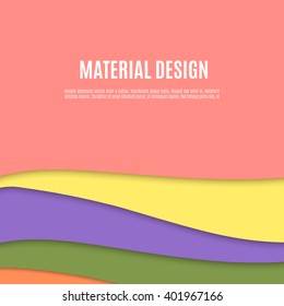 Colorful abstract background of paper with shadows. Trend material design. Vector modern banner, flyer.