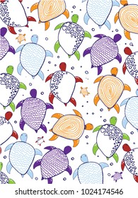 colorful abstract background with a pattern of turtles with patterns