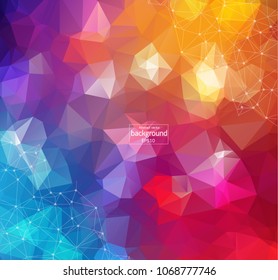 Colorful abstract background. Abstract polygonal background with connecting dots and lines. Connection structure. Vector science background.