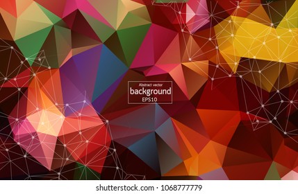 Colorful abstract background. Abstract polygonal background with connecting dots and lines. Connection structure. Vector science background.