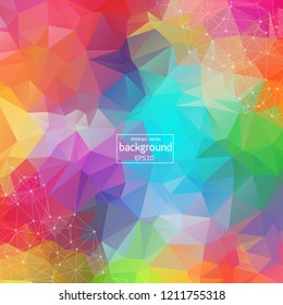 Colorful abstract background. Abstract polygonal background with connecting dots and lines. Connection structure. Vector science background.