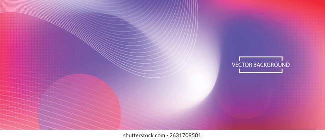 Colorful abstract background with purple, red, and pink gradients, soft glowing light, wave lines, and halftone dots. Ideal for tech, digital, UI and UX, or creative projects.