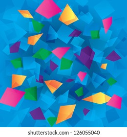Colorful abstract background with rectangles (geometrical). Different figures (pink, yellow, purple, green, blue). Modern composition.