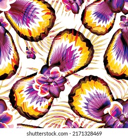 colorful abstract background seamless pattern with tropical floral plants and foliage on light background. Colorful stylish floral. Floral background. Summer design. fashionable prints texture