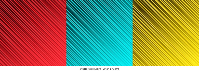 Colorful abstract background set. Minimal banner on bright space with stripes decoration. Modern graphic design element with diagonal lines style concept for web, art, flyer, card, cover, or brochure