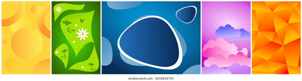 Colorful Abstract Background Set, Modern Vector Designs