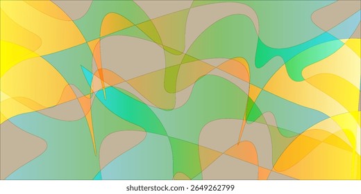 Colorful abstract background with smooth curved shapes and gradient tones in yellow, orange, green, and turquoise. Modern artistic design ideal for digital use and creative projects.