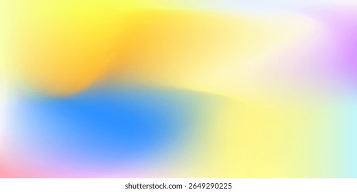 Colorful abstract background with soft gradient hues of yellow, blue, and purple. Smooth blend of pastel tones creates a dreamy and vibrant atmosphere, perfect for creative design use. Vector EPS10.
