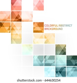 Colorful abstract background with square mosaic pattern. Vector illustration.