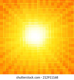 Colorful abstract background. Square pattern in yellow and orange colors. Vector illustration