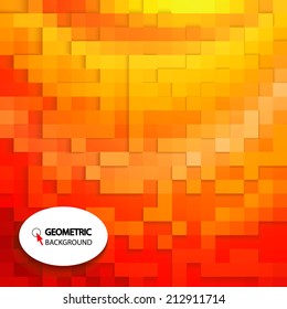 Colorful abstract background. Square pattern in yellow and orange colors. Vector illustration