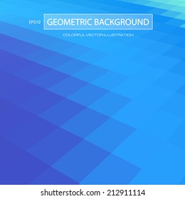 Colorful abstract background. Square perspectivr pattern in blue colors. Vector illustration