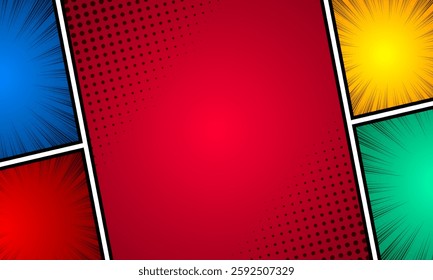 Colorful abstract background template isolated comic page