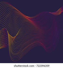 Colorful abstract background with thin line smoke wave. Vector illustration.