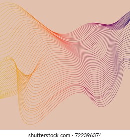Colorful abstract background with thin line smoke wave. Vector illustration.