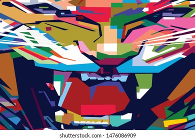 colorful abstract background with tiger face instrument.