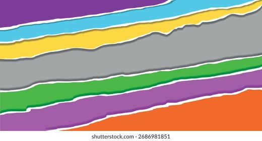 Colorful abstract background with torn paper layers, creating abstract art.
