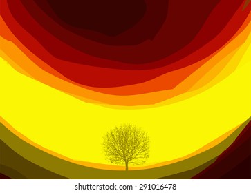 Colorful abstract background with tree. Vector illustration.