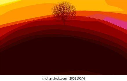 Colorful abstract background with tree. Vector illustration.