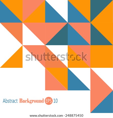 Colorful Abstract Background - Triangle and Square background in orange, blue and pink colors