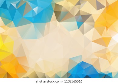 Colorful abstract background from triangles, blue and yellow gradient color. Summer colors