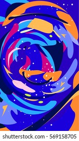 Colorful abstract background in vector. Blue, pink and yellow parts like template for text