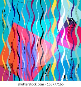 colorful abstract background, with vertical waves, geometric lines and splashes