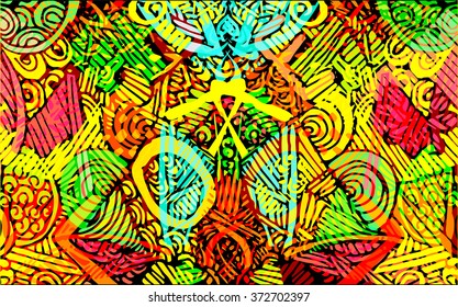 colorful abstract background, vintage retro geometric design, grungy. paint strokes. line