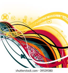 colorful abstract background with wavy orange and red lines