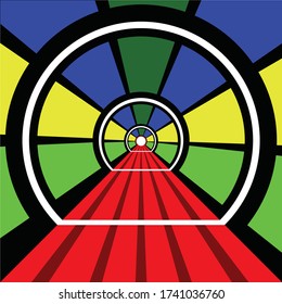 Colorful abstract background, way to centre point