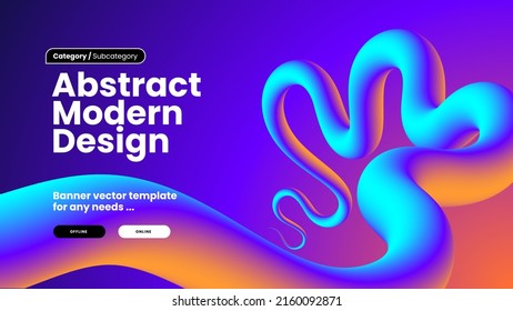 Colorful abstract background for website landing page, banner, poster. Bright wavy gradient blend shapes. Vector