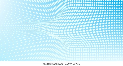 Fondo abstracto colorido con patrón de puntos de efecto semitono de color blanco y azul. Ilustración vectorial.