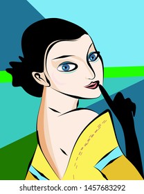 Colorful abstract background,girl who shuts you up