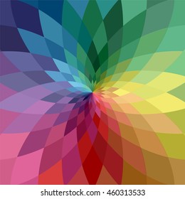 Colorful Abstract Background.Rainbow Colored Rhombuses Expanding from Center.  Suitable for textile, fabric, packaging and web design.  Vector Illustration.