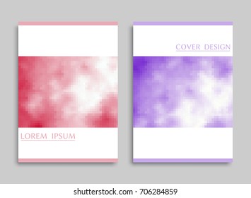 Colorful abstract backgrounds collection. Vector digital artwork in mosaic style. Art template design for invitation card, front page, mock-up brochure or book cover.