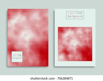 Colorful abstract backgrounds collection. Vector digital artwork in mosaic style. Art template design for invitation card, front page, mock-up brochure or book cover.